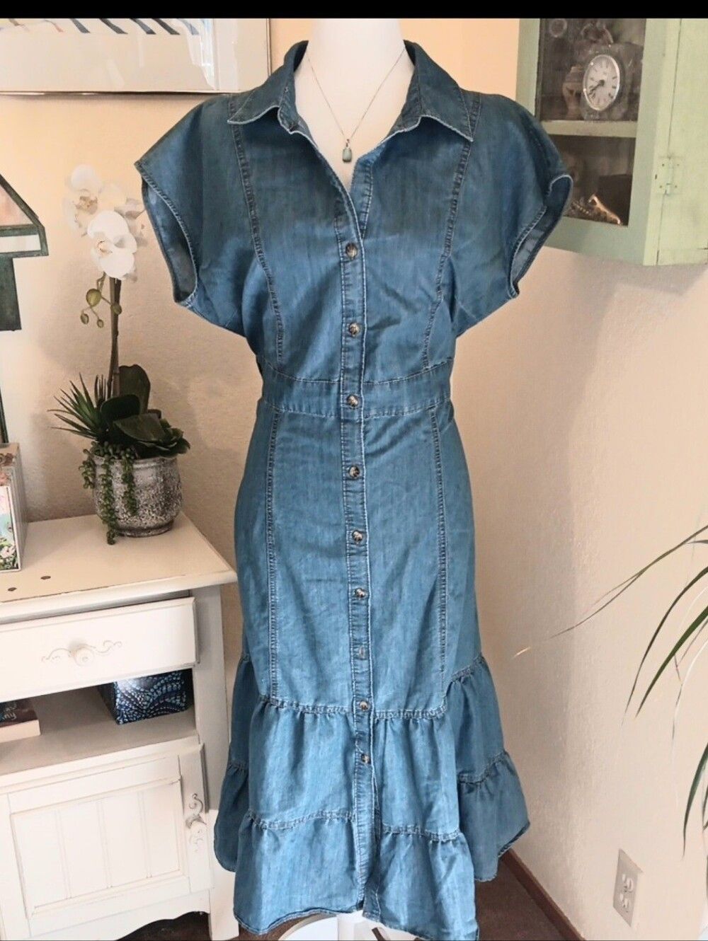 Given Kale Chambray Dress. Coastal Cowgirl